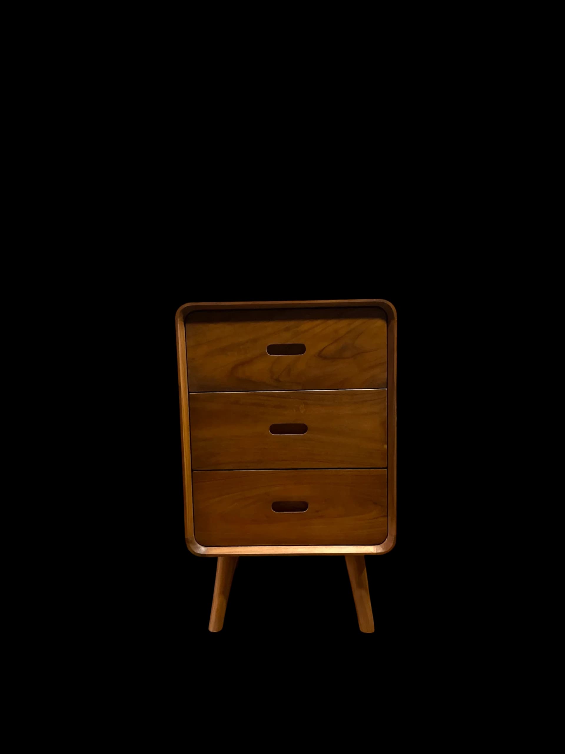 Nakas Rotan 3 Laci Aesthetic Kayu Jati Finishing Natural