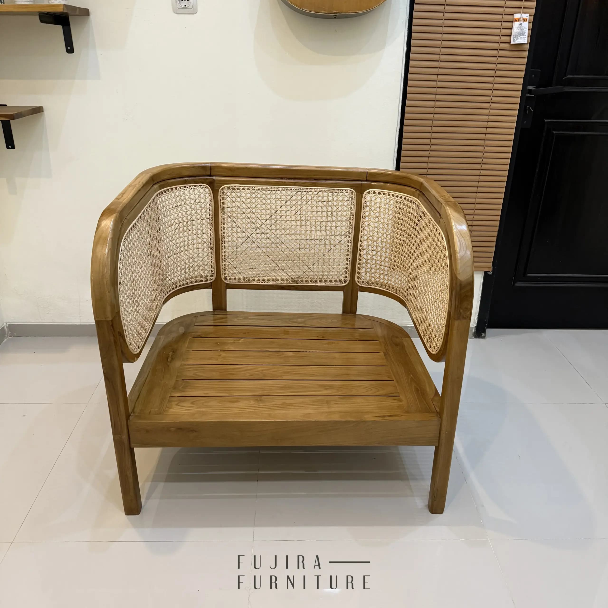 Sofa / Kursi Malas Kayu Jati Kombinasi Rotan