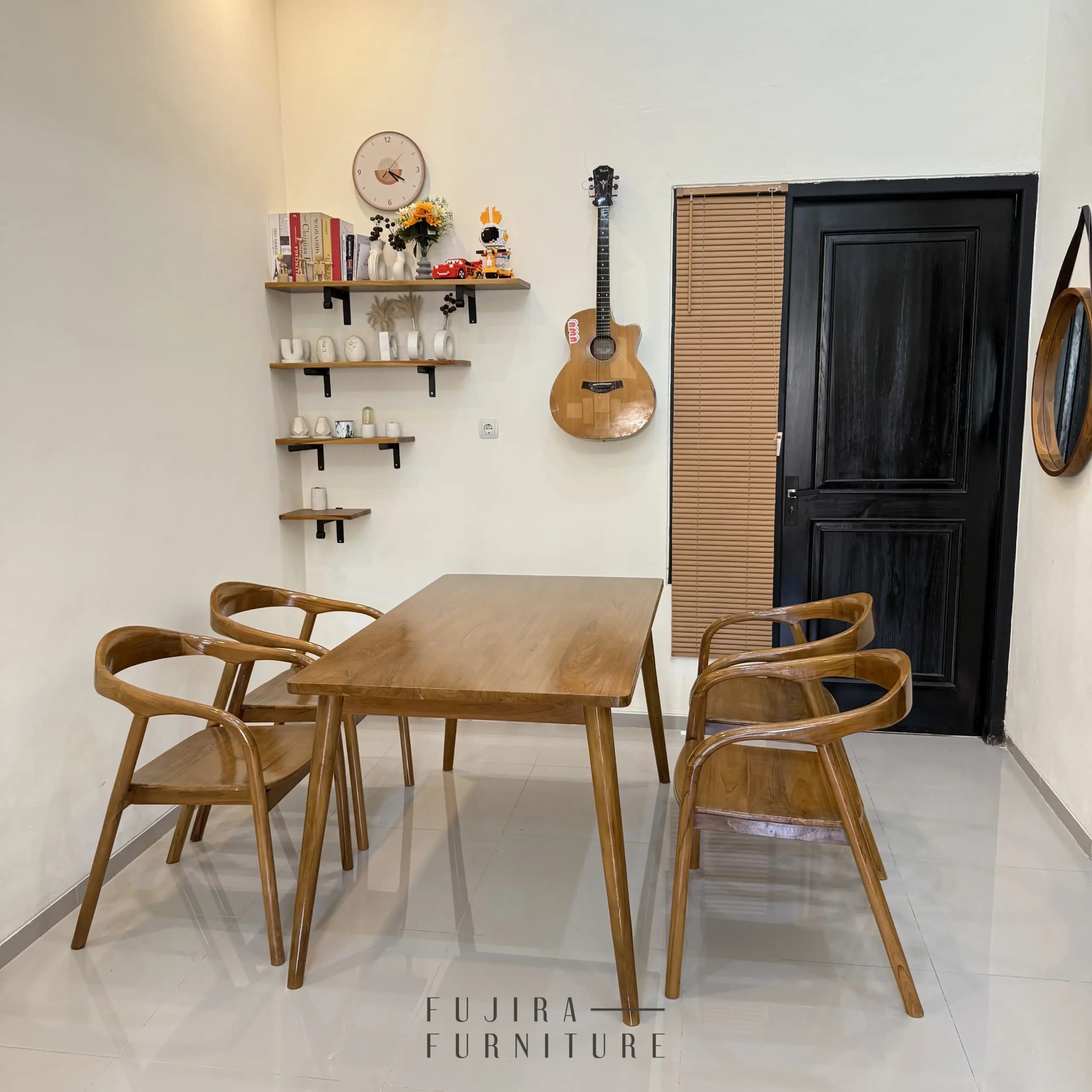Set Meja Makan Selly Kayu Jati 140 cm
