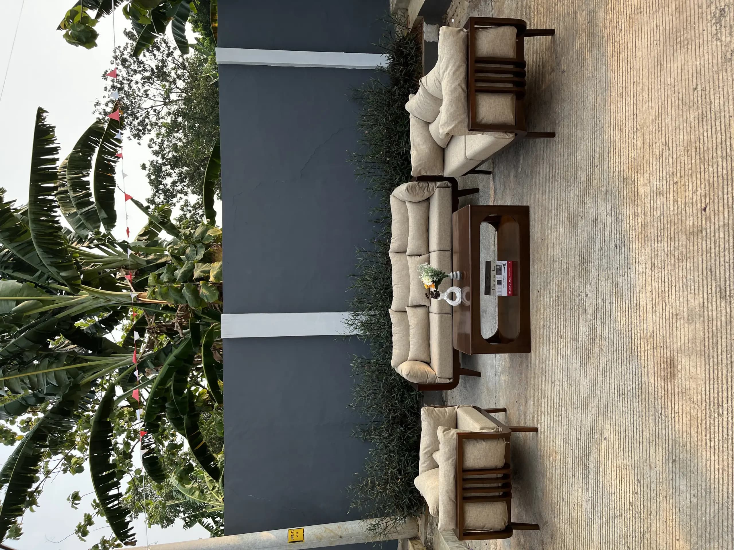 Set Sofa Outdoor / Living Kayu + Cushion