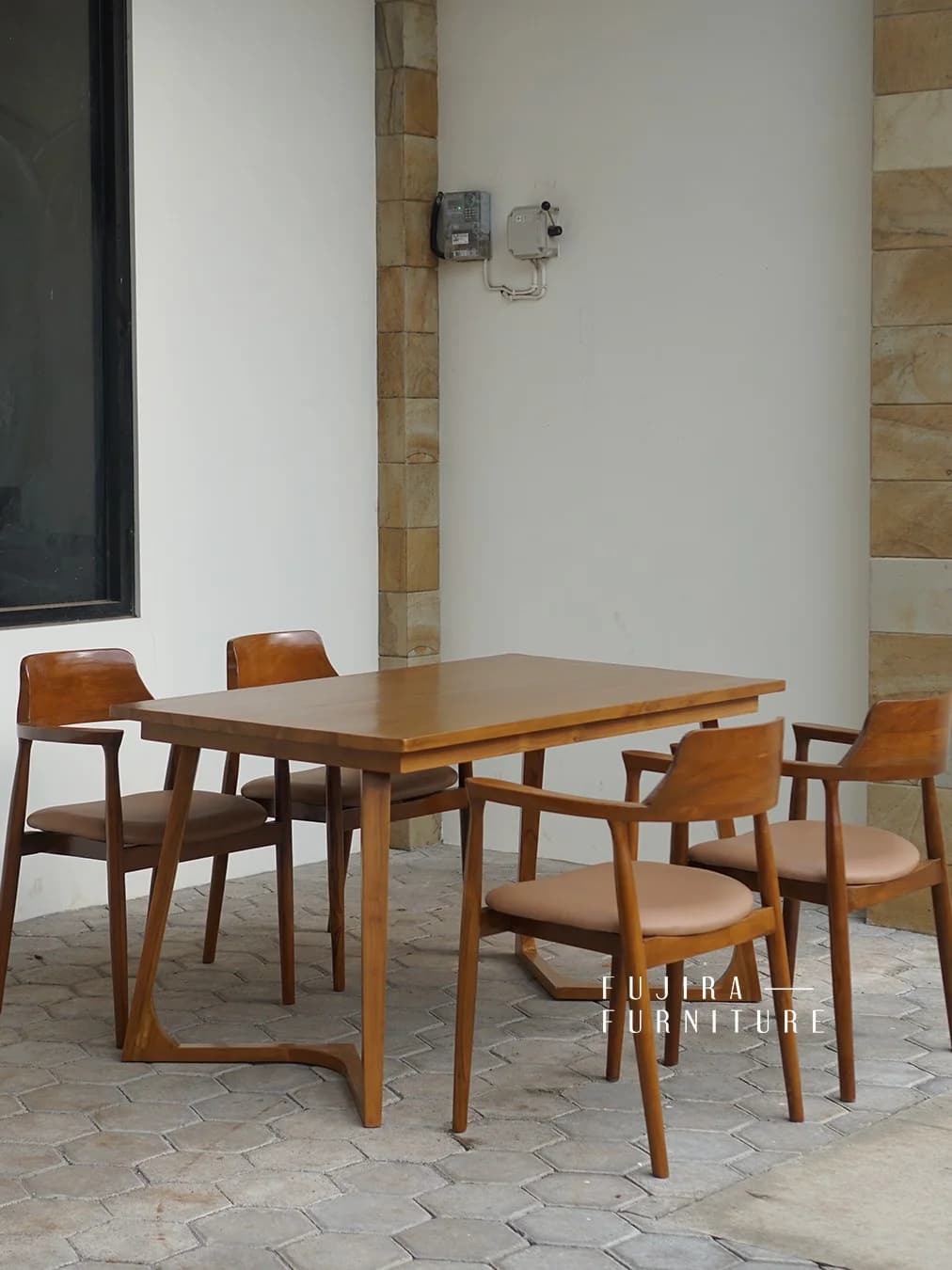 Set Meja Makan Hiroshima / Herosima Kayu Jati